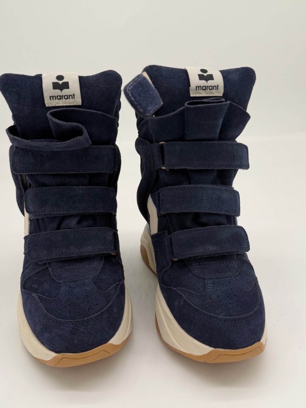 Isabel Marant Balskee Suede Wedge Sneakers with White & Tan Accents - Picture 8 of 9